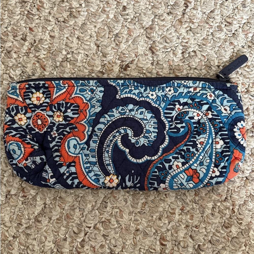 Vera Bradley Blue and Orange Paisley Cosmetic Bag